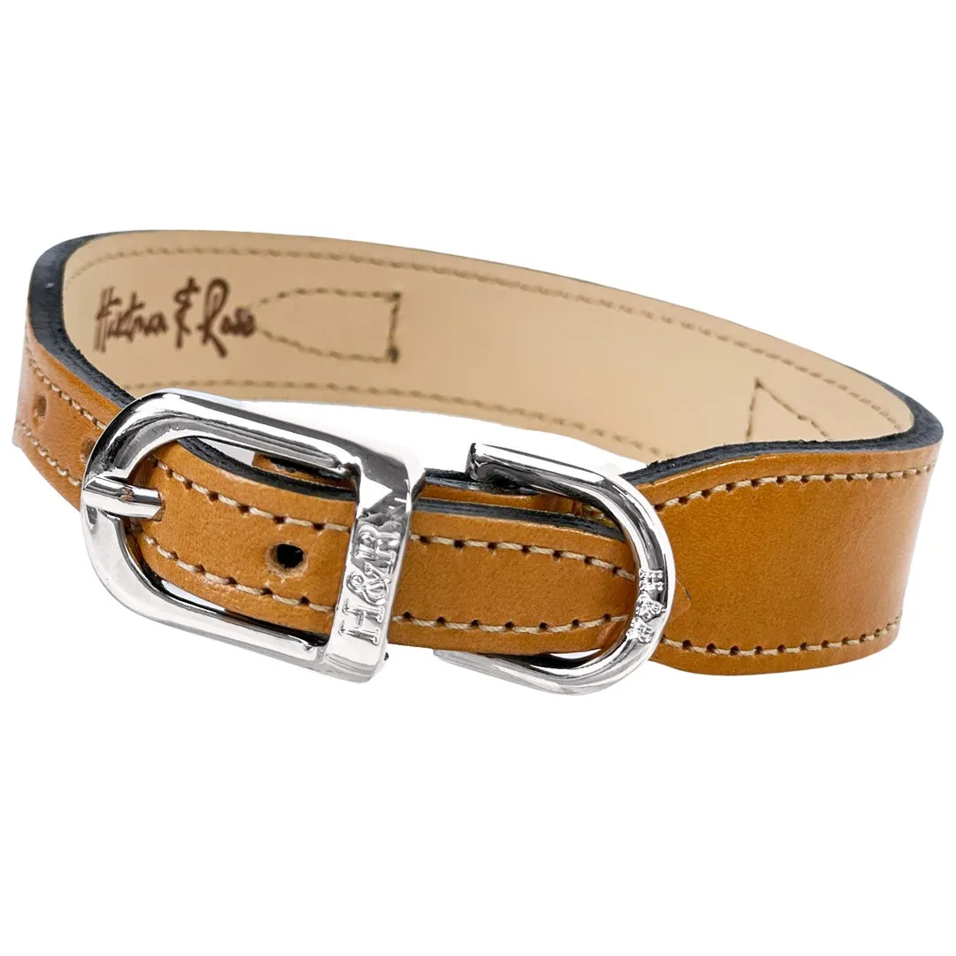 Hartman Dog Collar in Tan, Rich Brown & Nickel