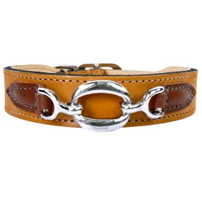 Hartman Dog Collar in Tan, Rich Brown & Nickel