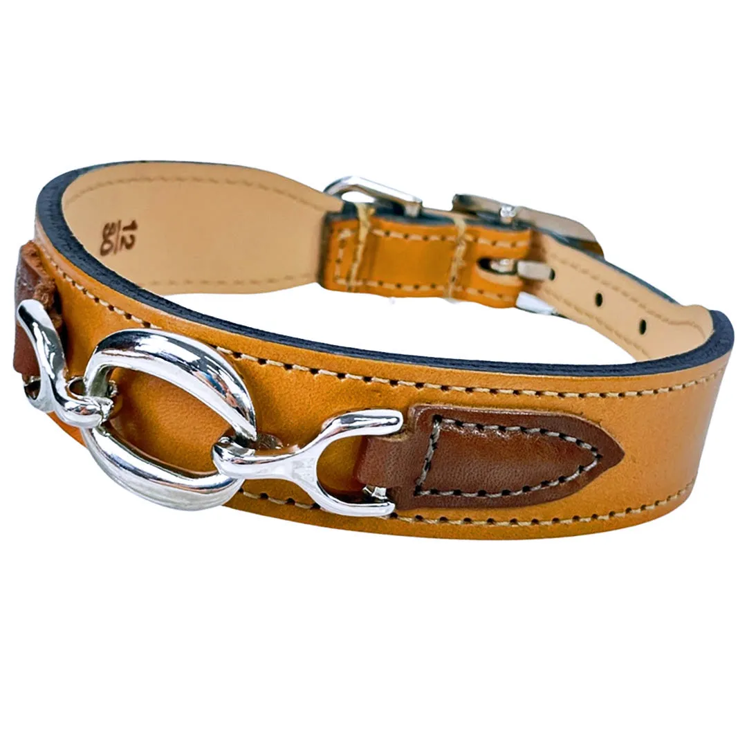 Hartman Dog Collar in Tan, Rich Brown & Nickel