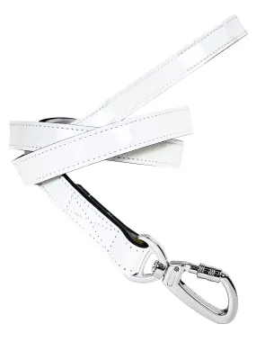 Hartman Dog Leash in White Patent, Eggshell & Nickel