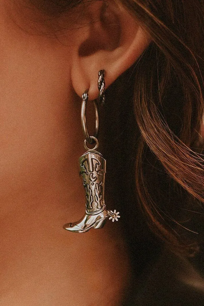 Hoedown Cowboy Boot Hoop Earrings