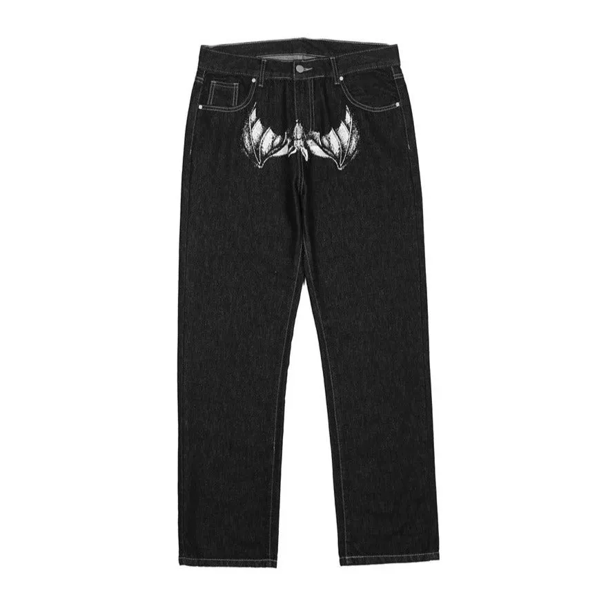 Horror Print Wide Leg Jeans