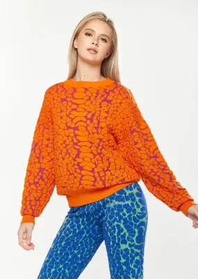 House of Holland Jacquard Duo Jumper Dress in Orange & Pink