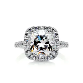 Jacqueline Moissanite & Diamonds Ring   (5.2 Carat) -14K White Gold (RTS)