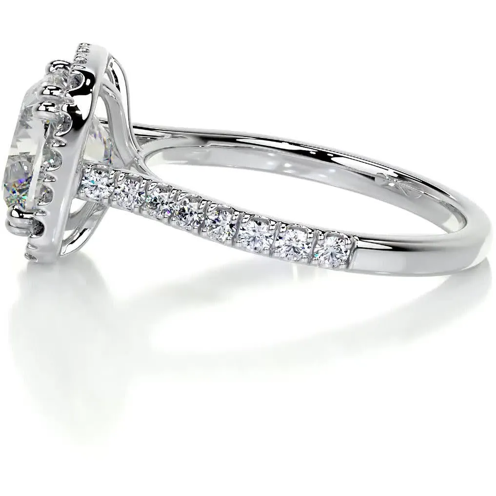 Jacqueline Moissanite & Diamonds Ring   (5.2 Carat) -14K White Gold (RTS)