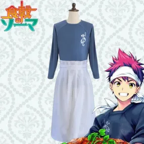 Japanese Anime Food Wars Shokugeki no Soma Cosplay Costume Yukihira Souma T-shirt   Apron   Headband 3pcs Set