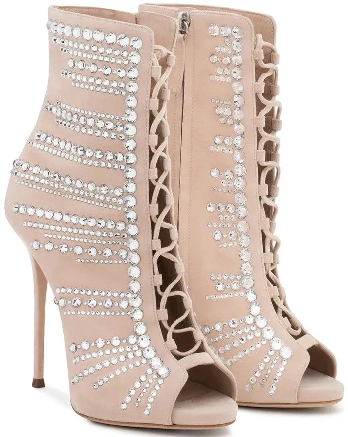 'Kaylee‰۪ Pink Suede Boots With Crystals