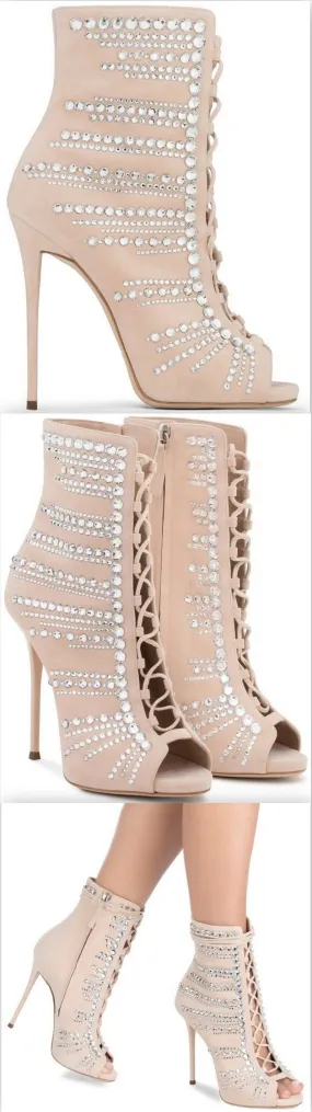 'Kaylee‰۪ Pink Suede Boots With Crystals