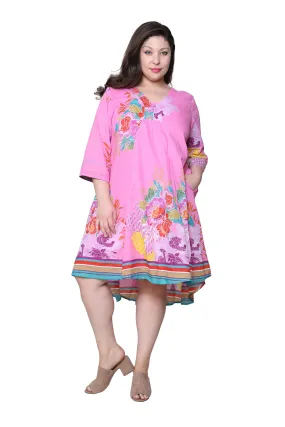 La Cera Plus Size 100% Cotton Printed Plus Size Dress