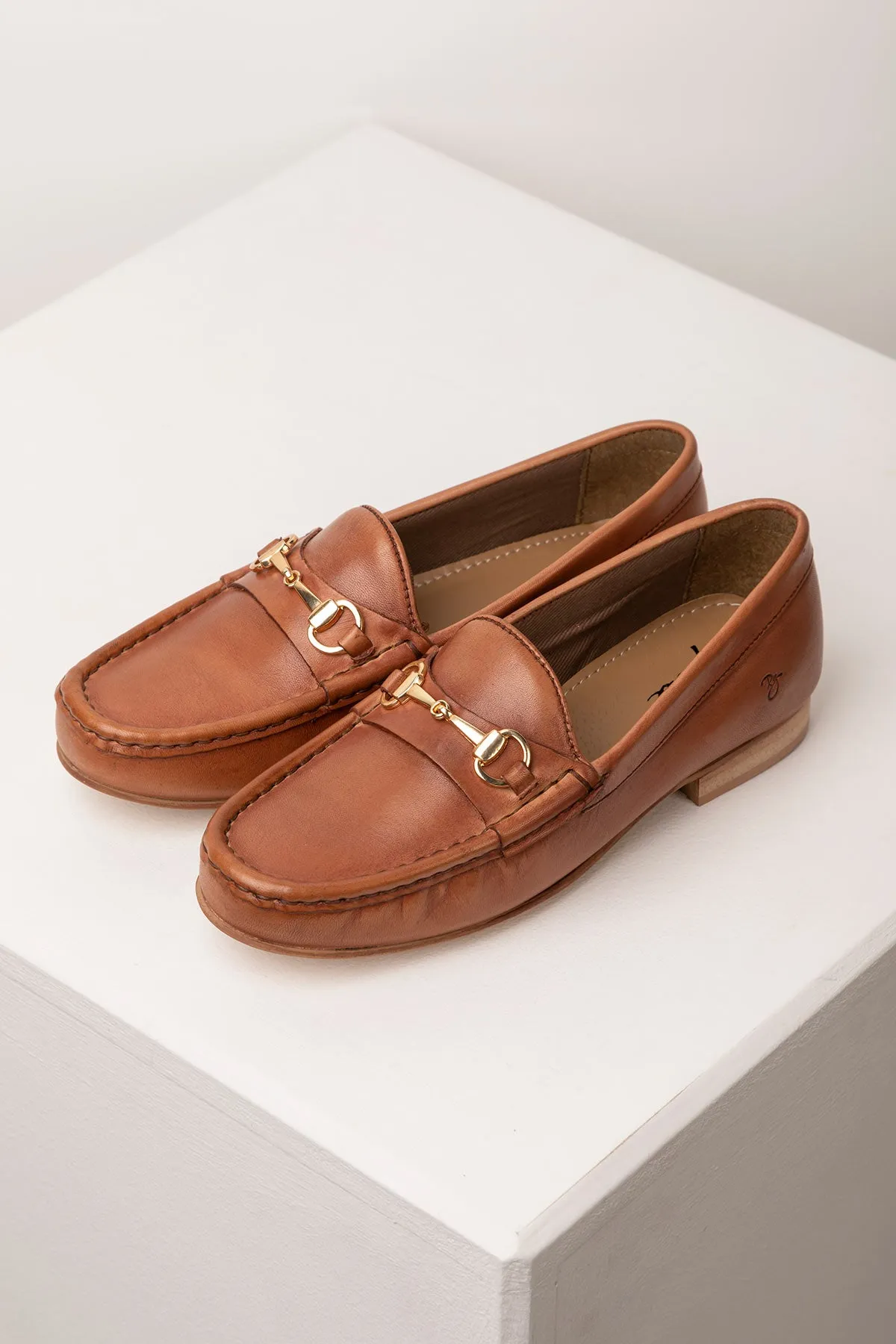 Ladies Leather Tan Loafers - Wrelton