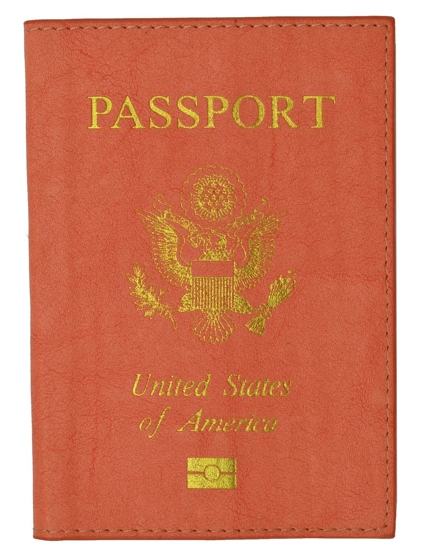 Leather USA Logo Passport Holder - Peach