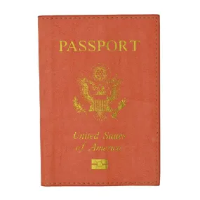 Leather USA Logo Passport Holder - Peach