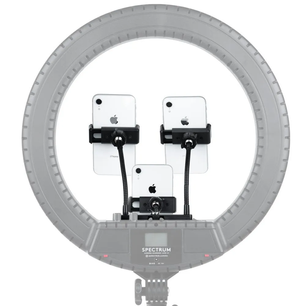 Live Stream Triple Phone Mount for Diamond Ring Light