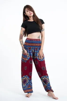 Lotus Mandalas Women's Harem Pants in Red