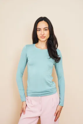 Majestic Soft Touch Long Sleeve Crewneck in Aqua