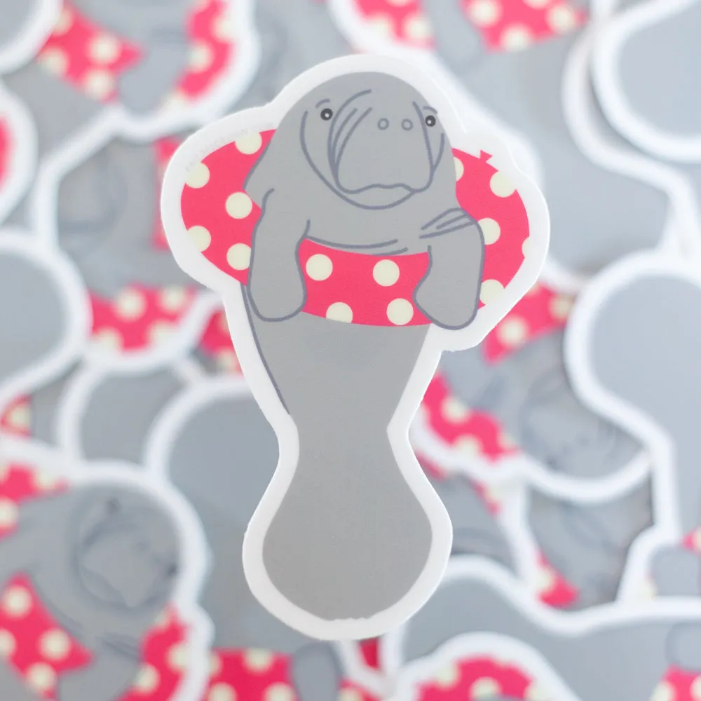 manatee sticker, Florida manatee sticker, gift for animal lover, cute manatee sticker, Florida sticker