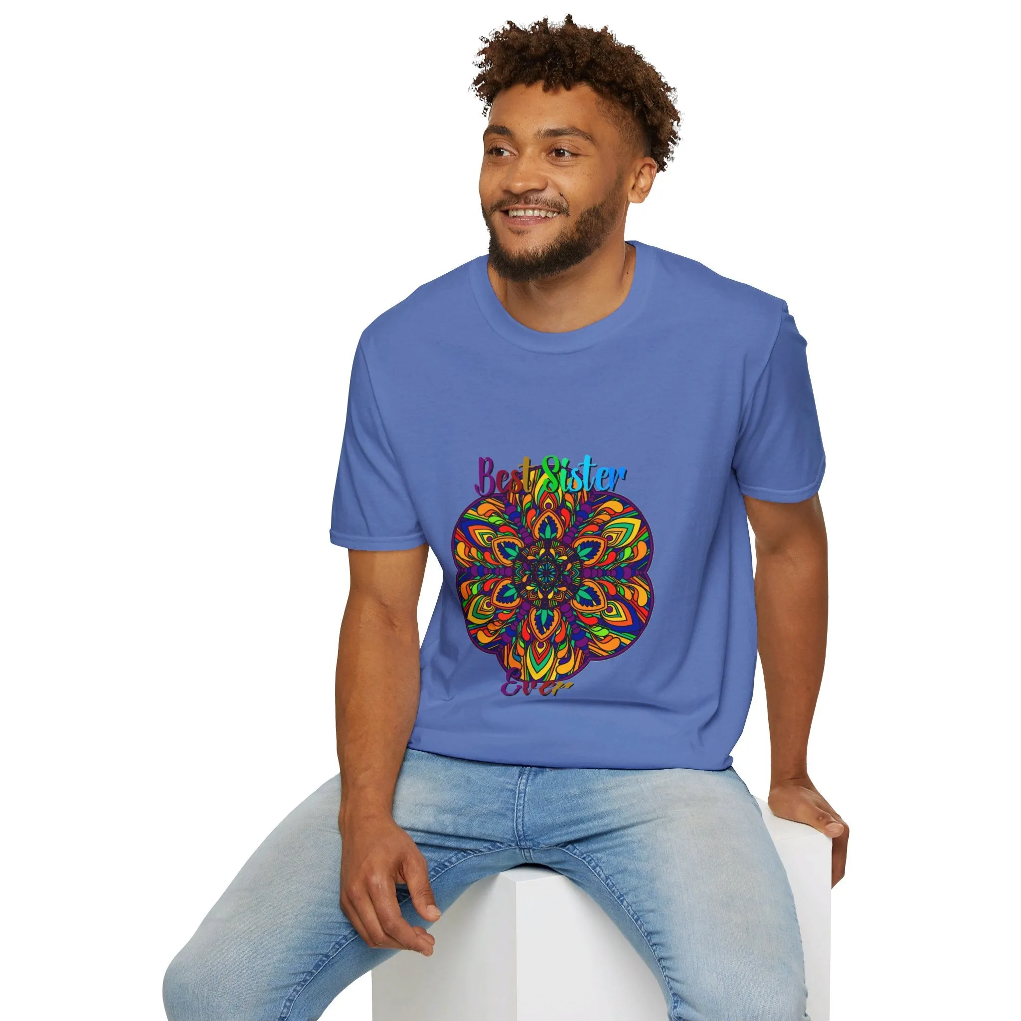 Mandala Art Gift Softstyle T-Shirt - Hand-Drawn Design