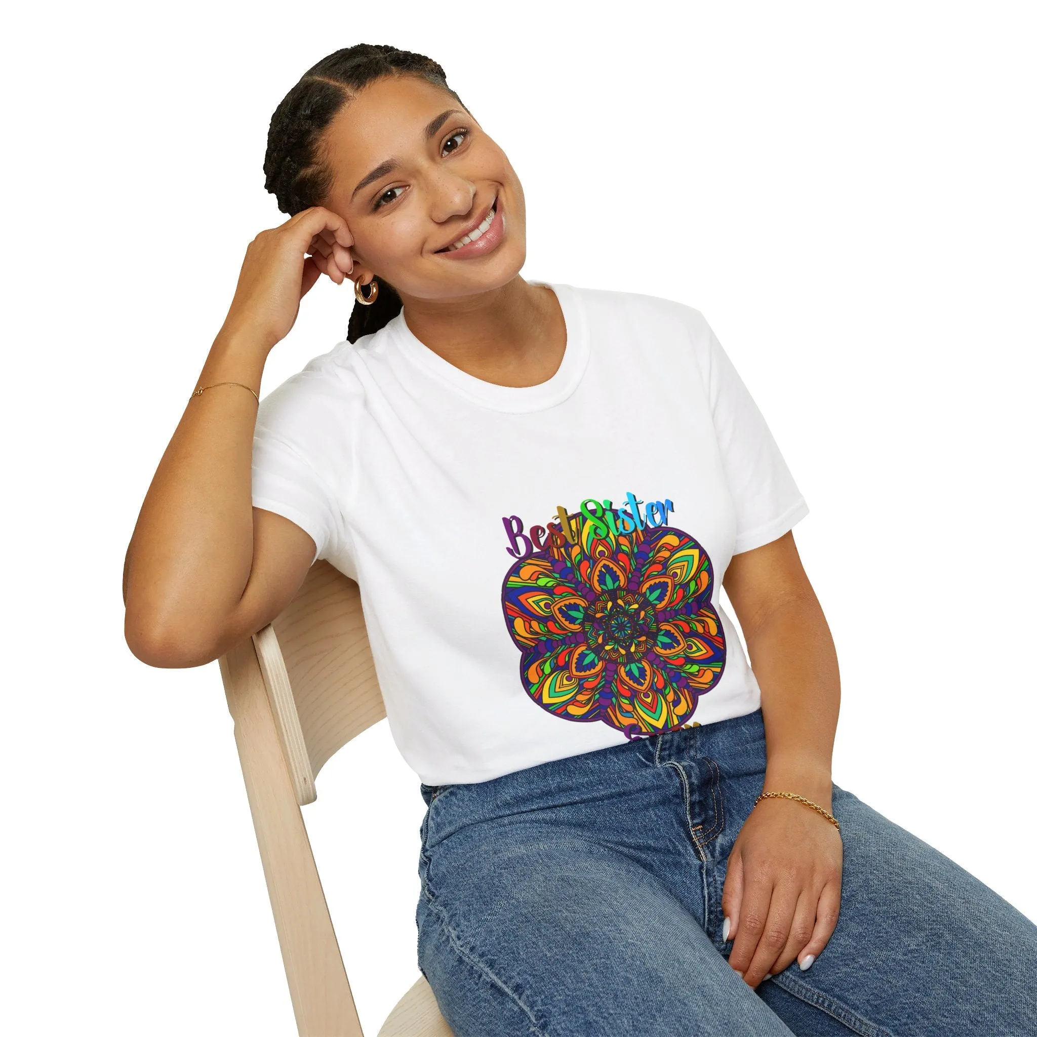 Mandala Art Gift Softstyle T-Shirt - Hand-Drawn Design