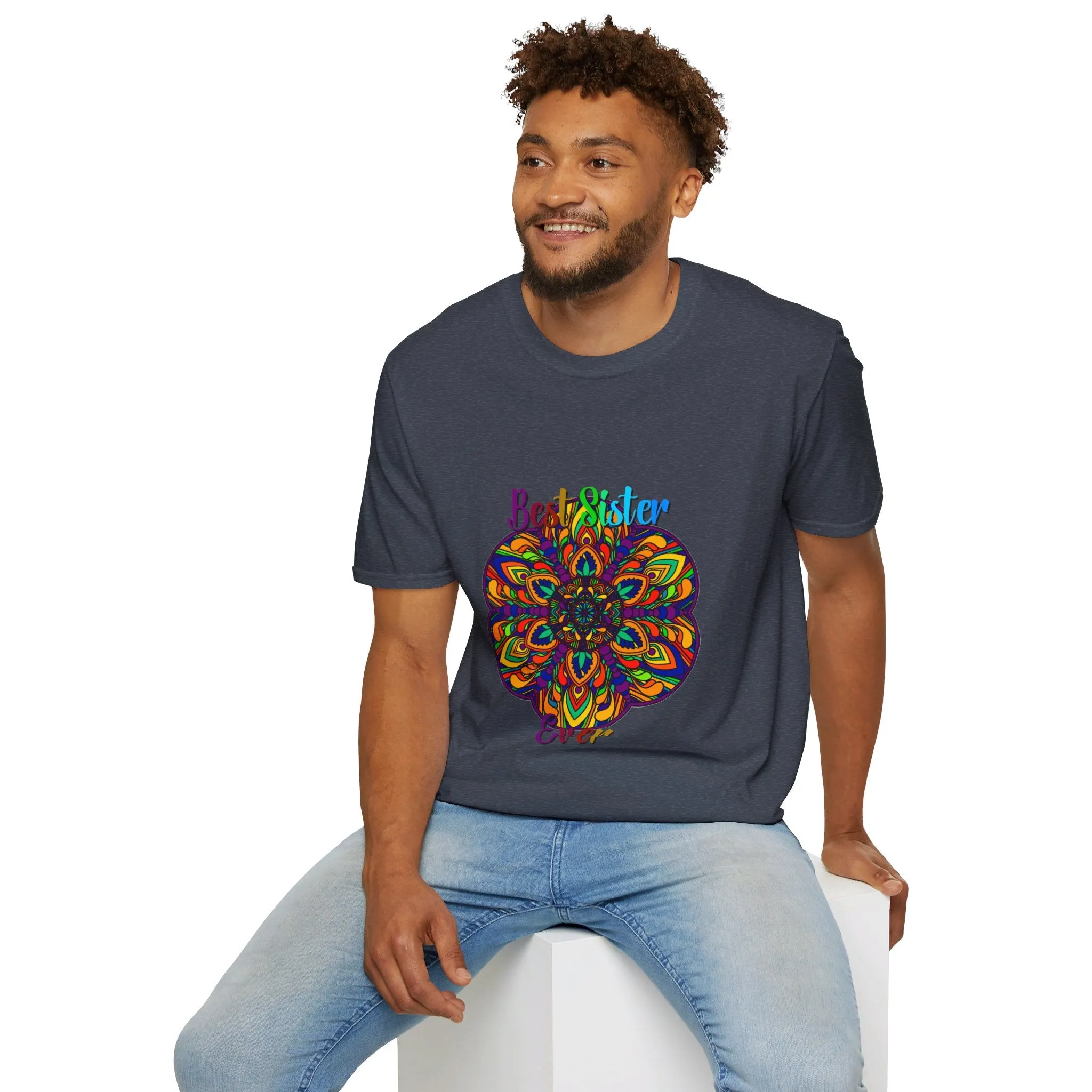 Mandala Art Gift Softstyle T-Shirt - Hand-Drawn Design