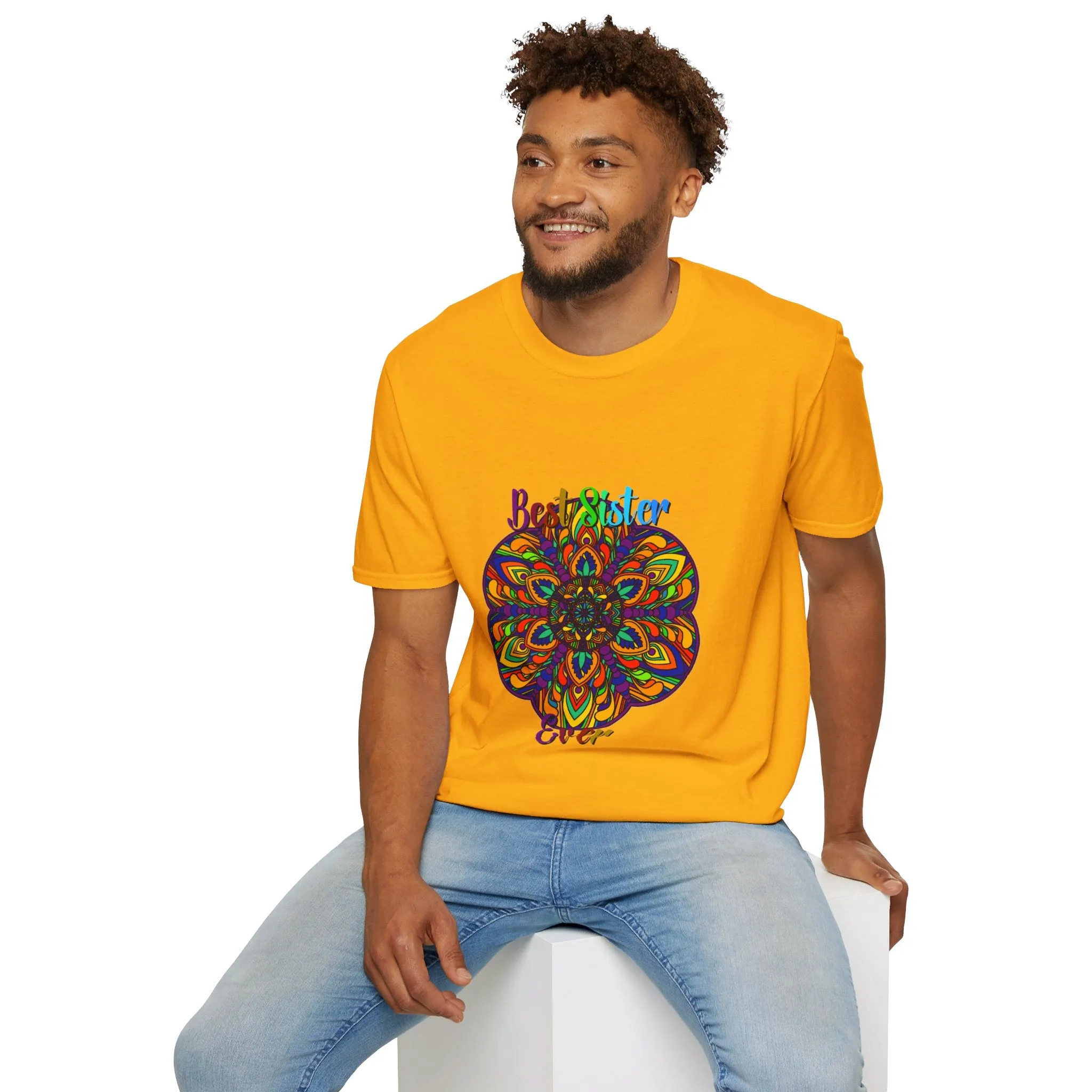 Mandala Art Gift Softstyle T-Shirt - Hand-Drawn Design