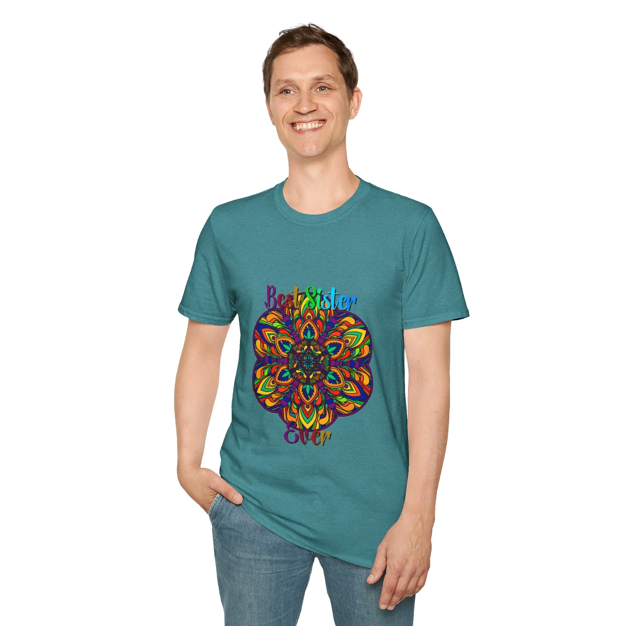 Mandala Art Gift Softstyle T-Shirt - Hand-Drawn Design