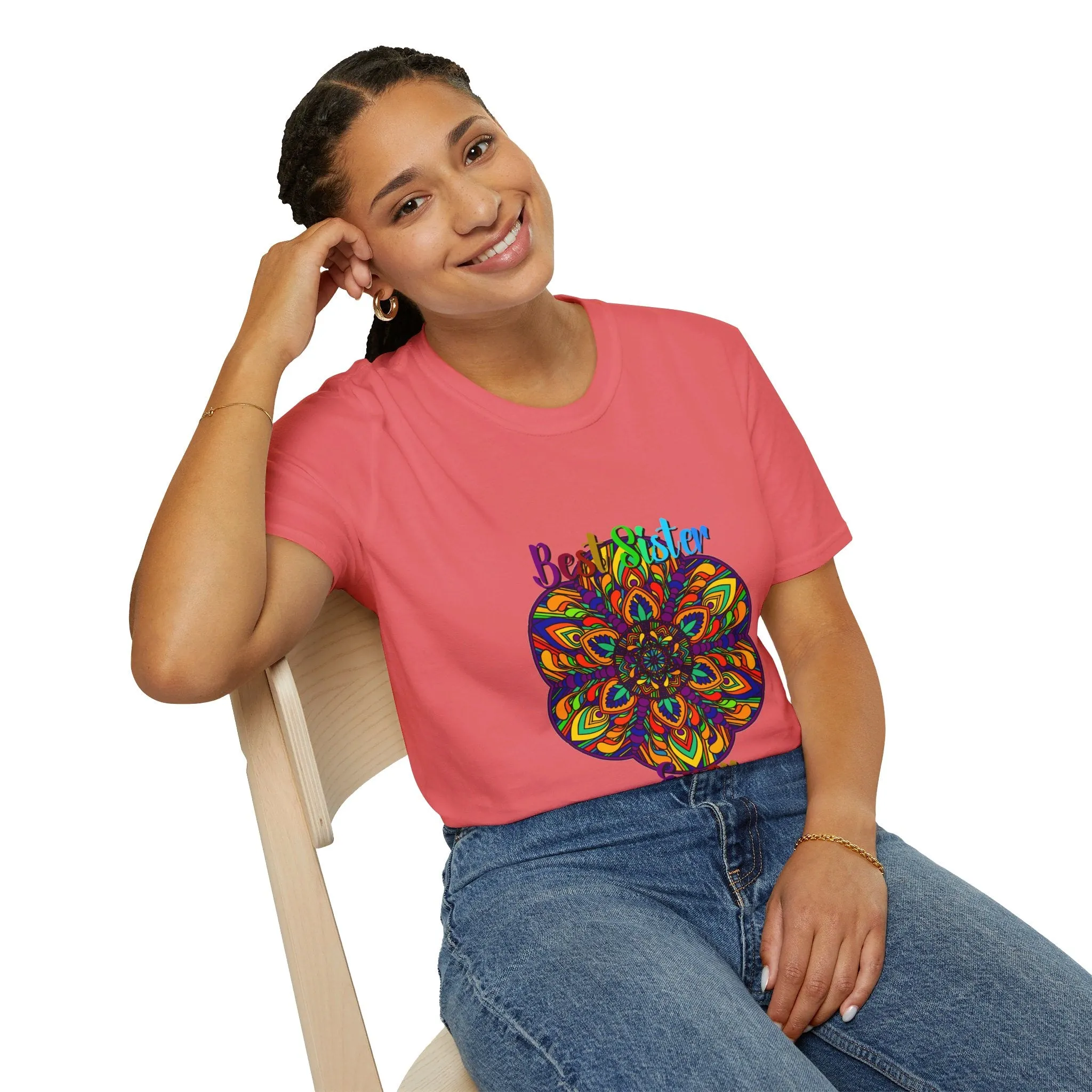 Mandala Art Gift Softstyle T-Shirt - Hand-Drawn Design