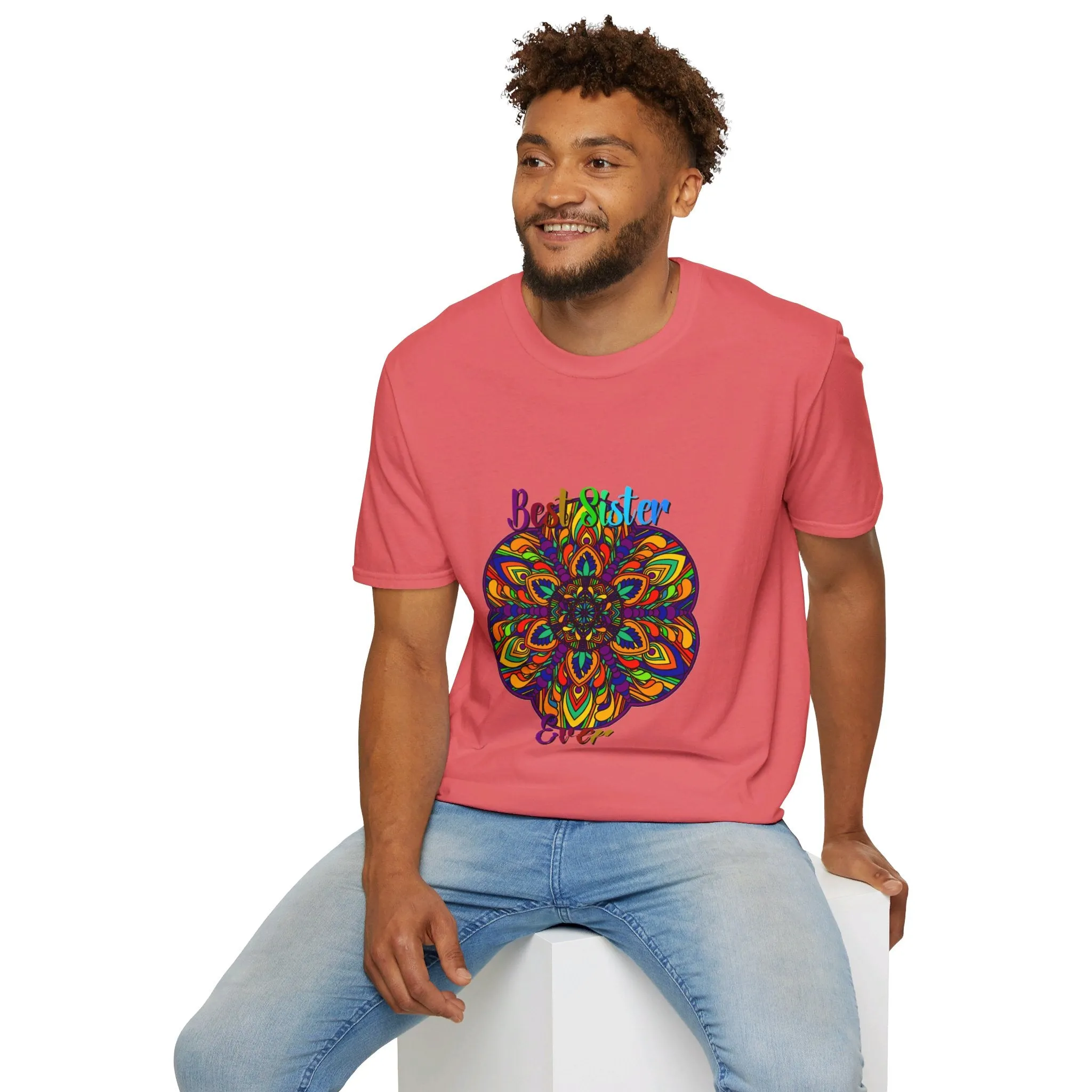 Mandala Art Gift Softstyle T-Shirt - Hand-Drawn Design