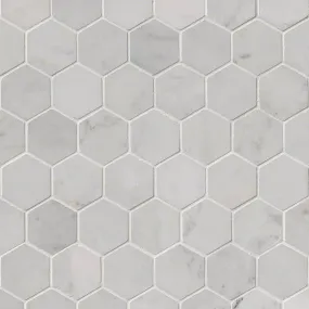 Marble Tile Collection Carrara White 2" Hexagon