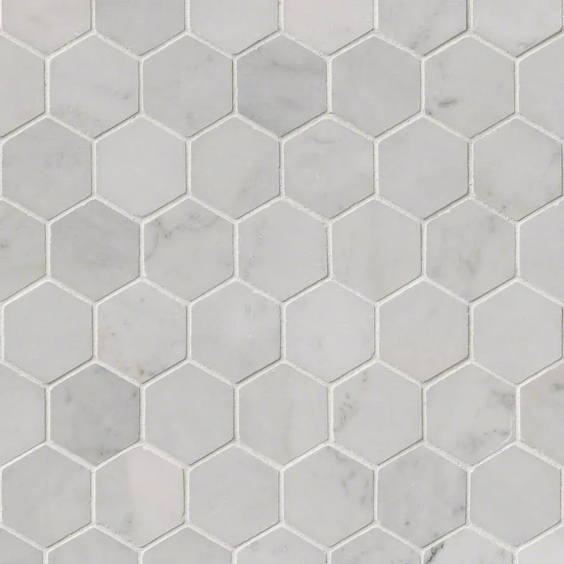 Marble Tile Collection Carrara White 2" Hexagon