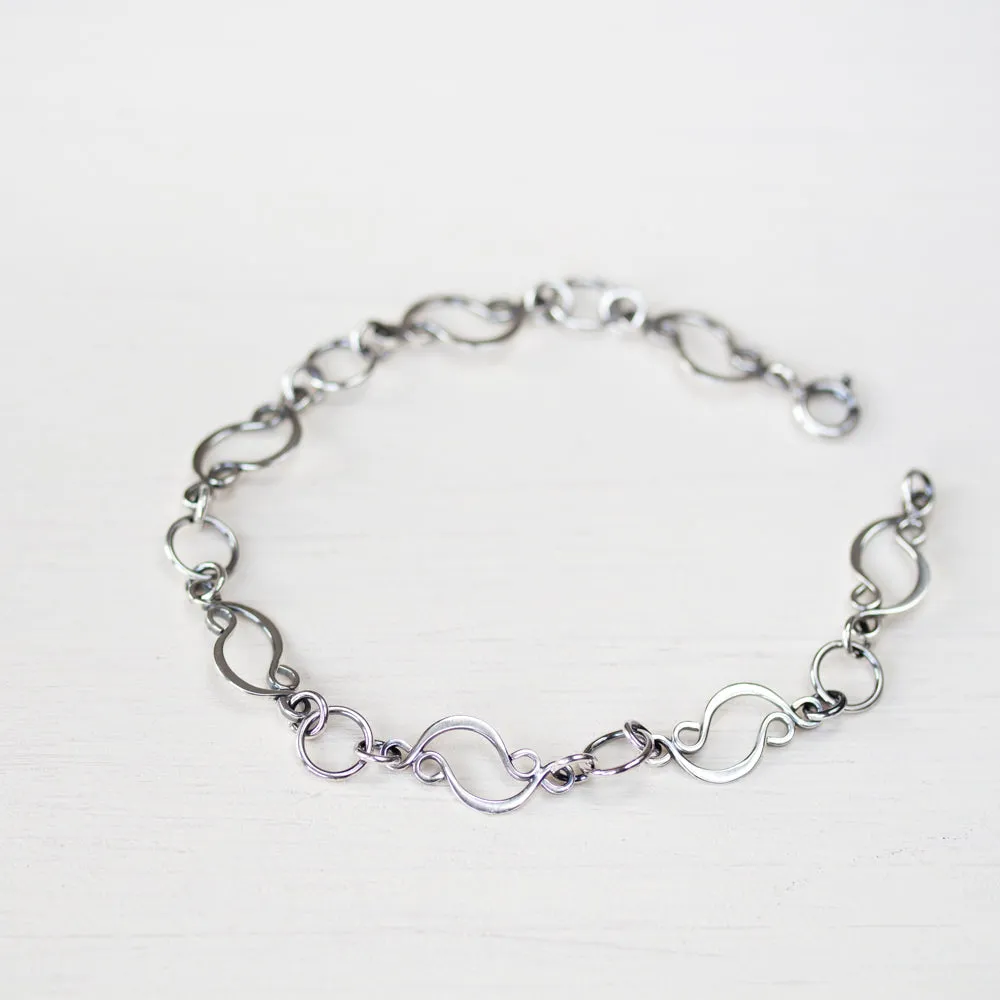 Marquise links chain bracelet, sterling silver