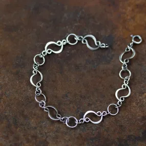 Marquise links chain bracelet, sterling silver