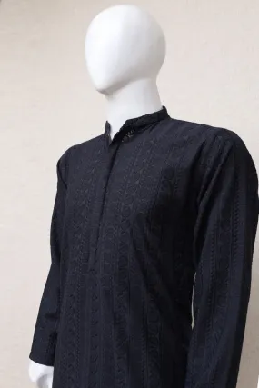 Men Premium Shiffly Kurta Black