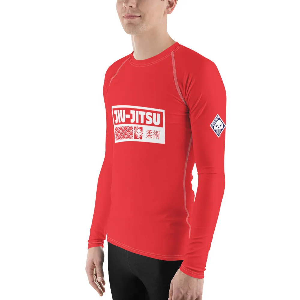 Mens Long Sleeve BJJ Rash Guard - Jiu-Jitsu 002 - Scarlet