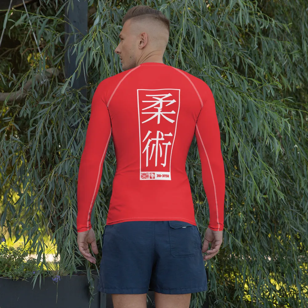 Mens Long Sleeve BJJ Rash Guard - Jiu-Jitsu 002 - Scarlet