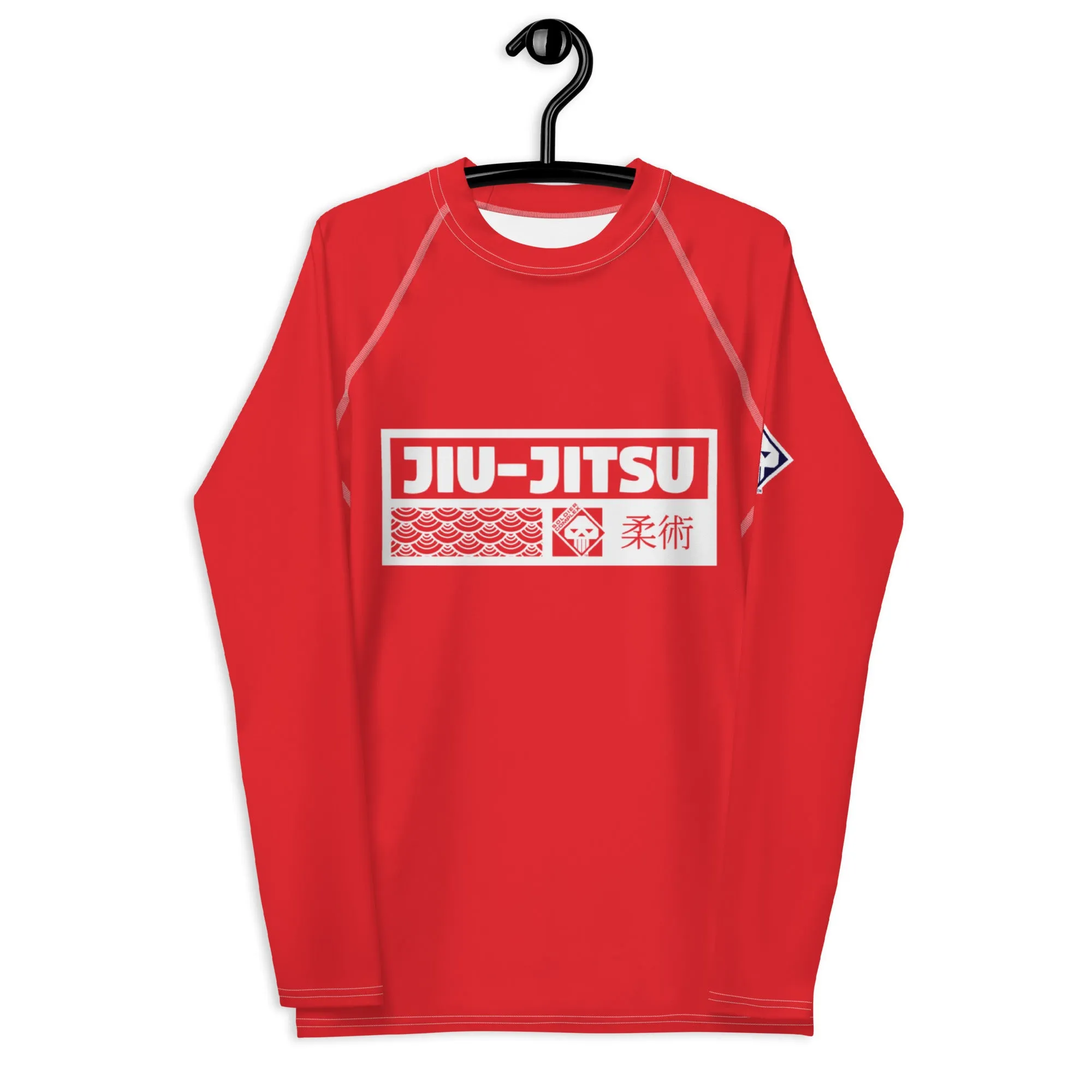 Mens Long Sleeve BJJ Rash Guard - Jiu-Jitsu 002 - Scarlet