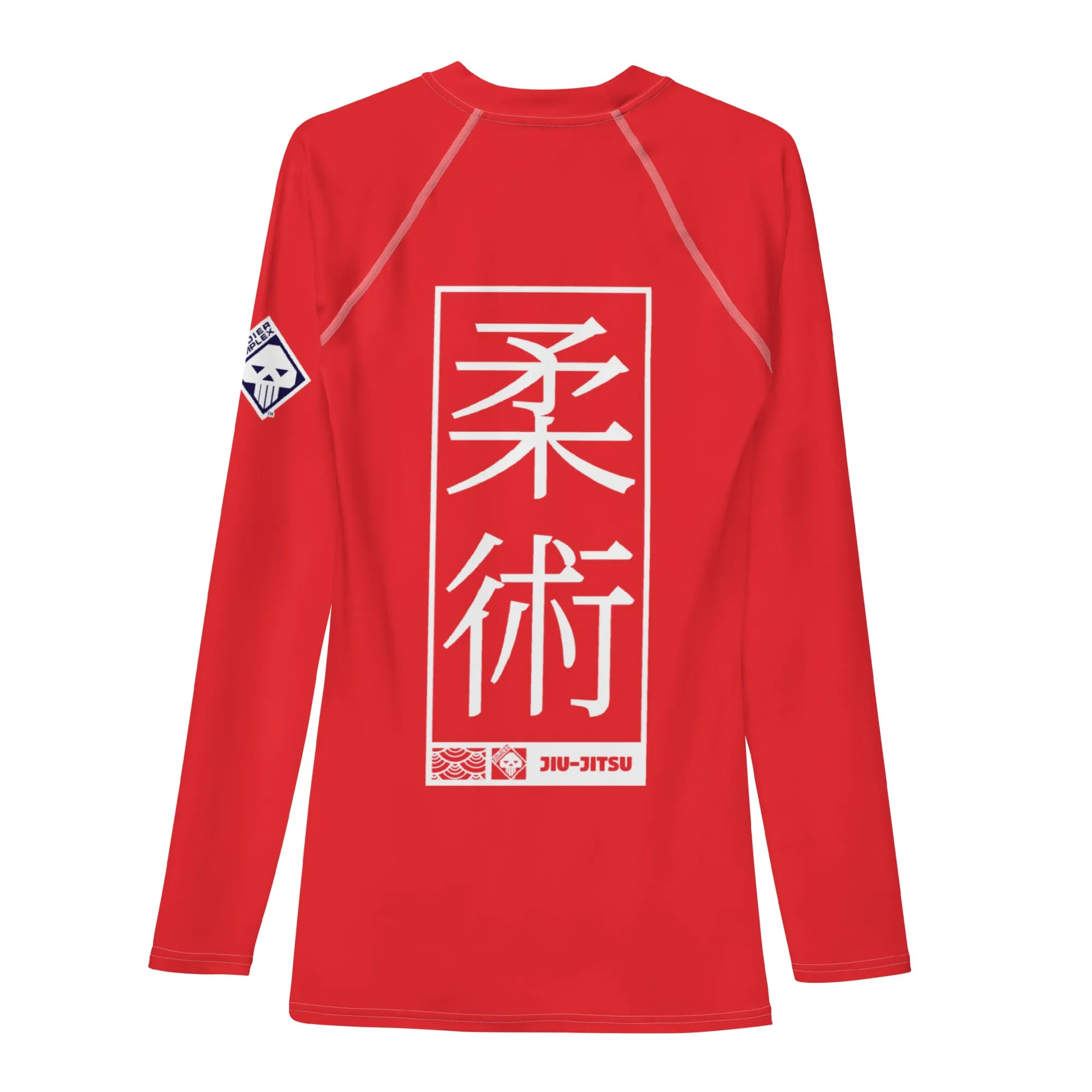 Mens Long Sleeve BJJ Rash Guard - Jiu-Jitsu 002 - Scarlet