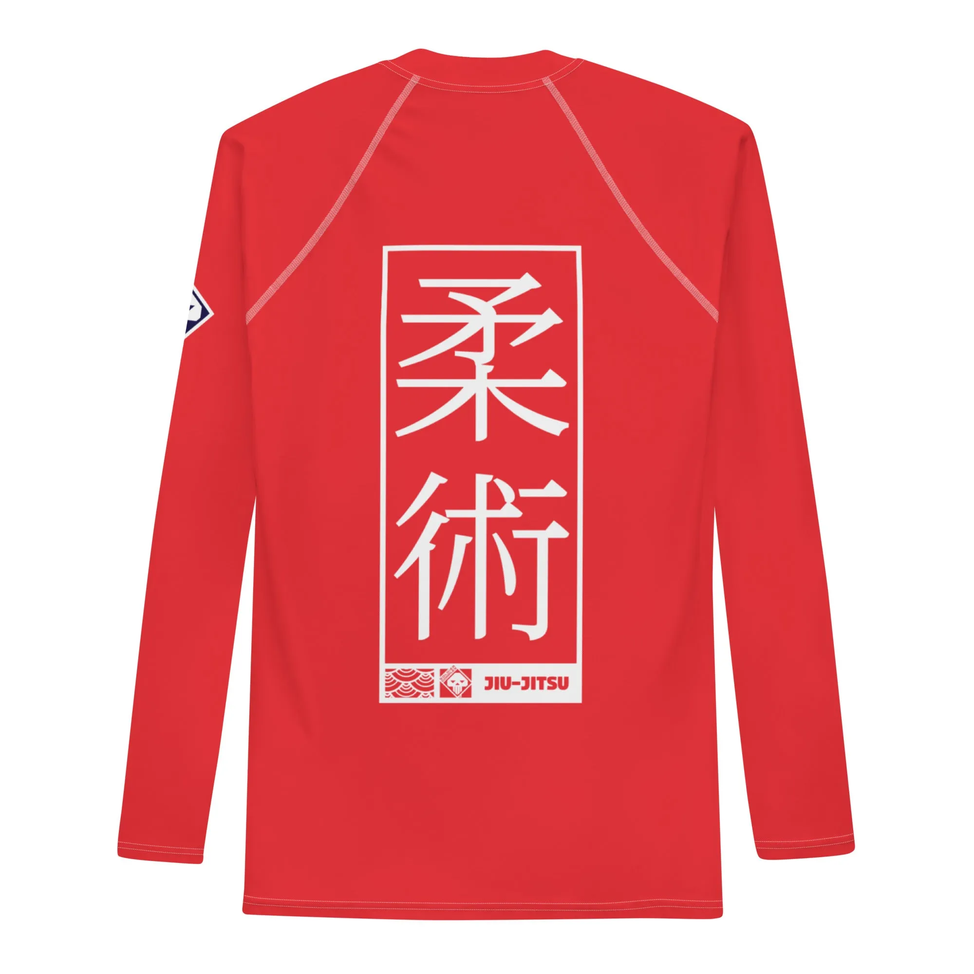 Mens Long Sleeve BJJ Rash Guard - Jiu-Jitsu 002 - Scarlet