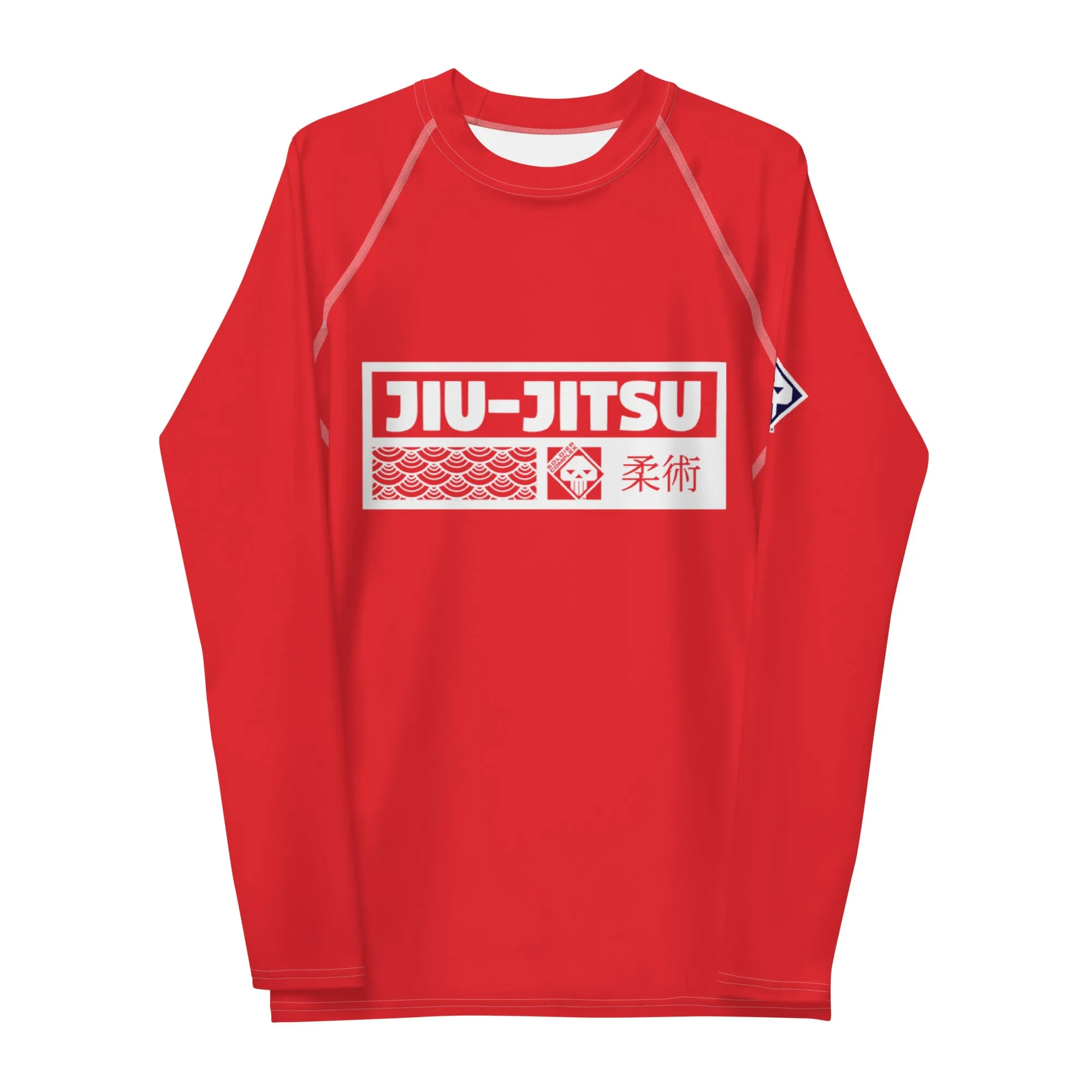 Mens Long Sleeve BJJ Rash Guard - Jiu-Jitsu 002 - Scarlet