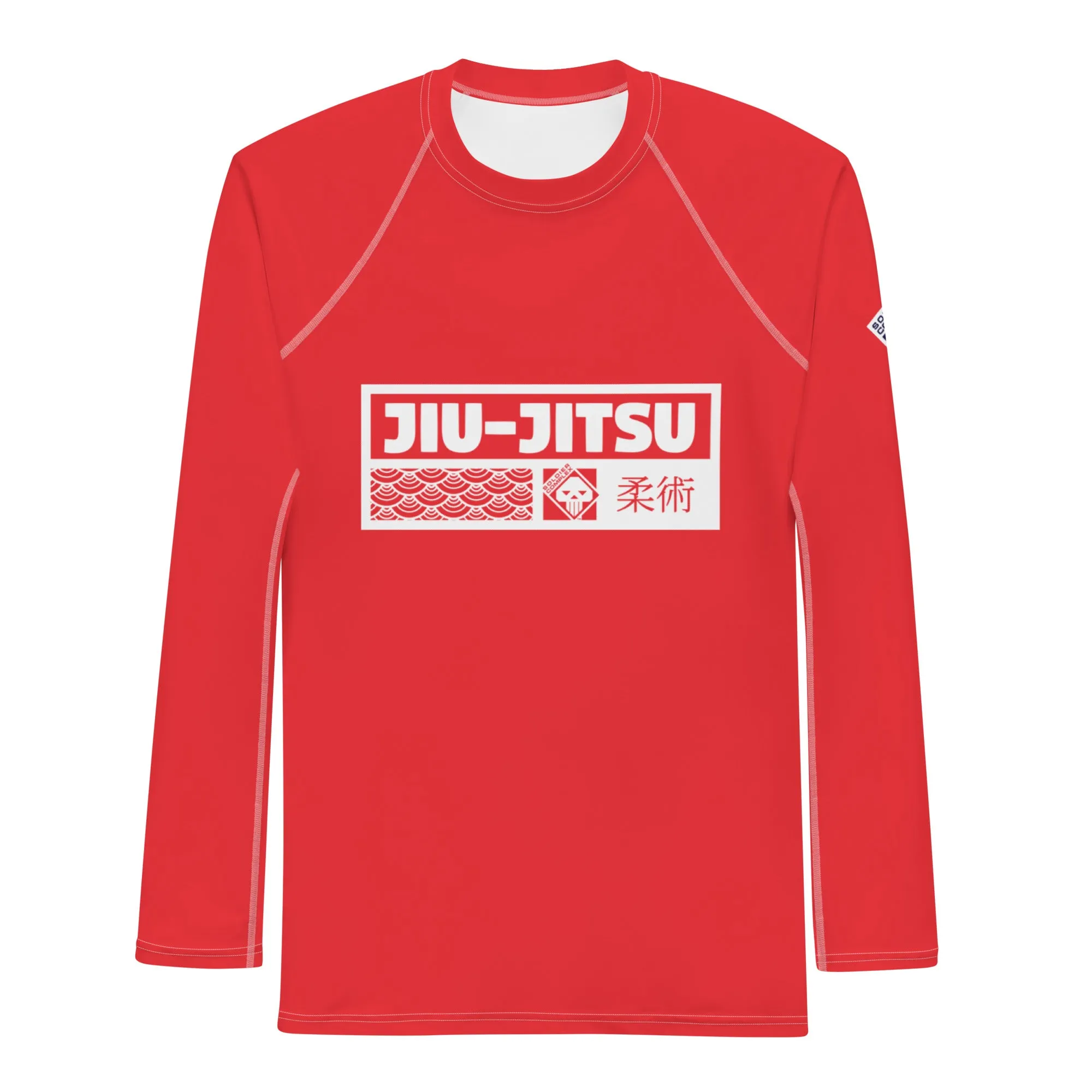 Mens Long Sleeve BJJ Rash Guard - Jiu-Jitsu 002 - Scarlet