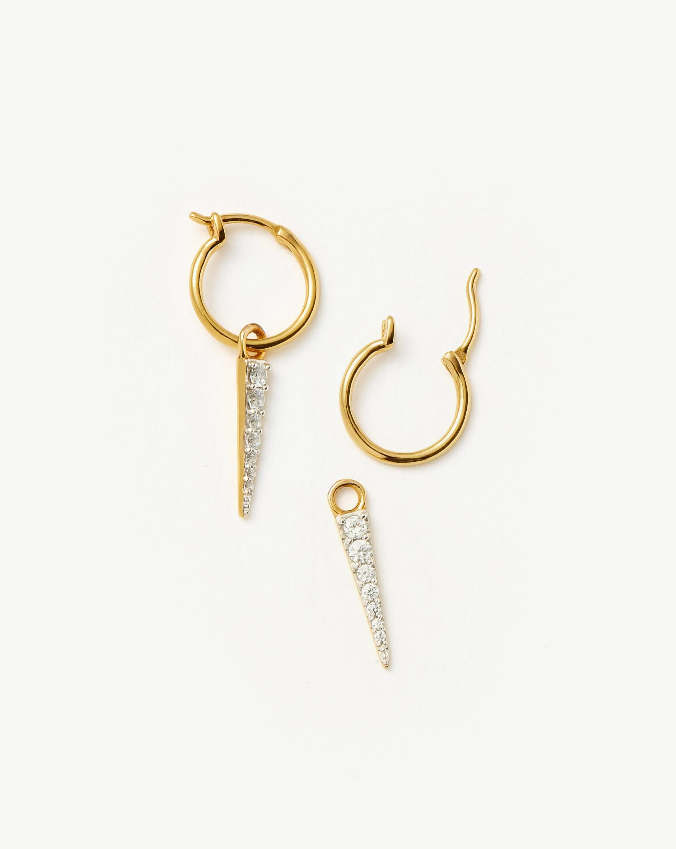 Mini Pave Spike Charm Hoop Earrings | 18ct Gold Plated Vermeil/Cubic Zirconia