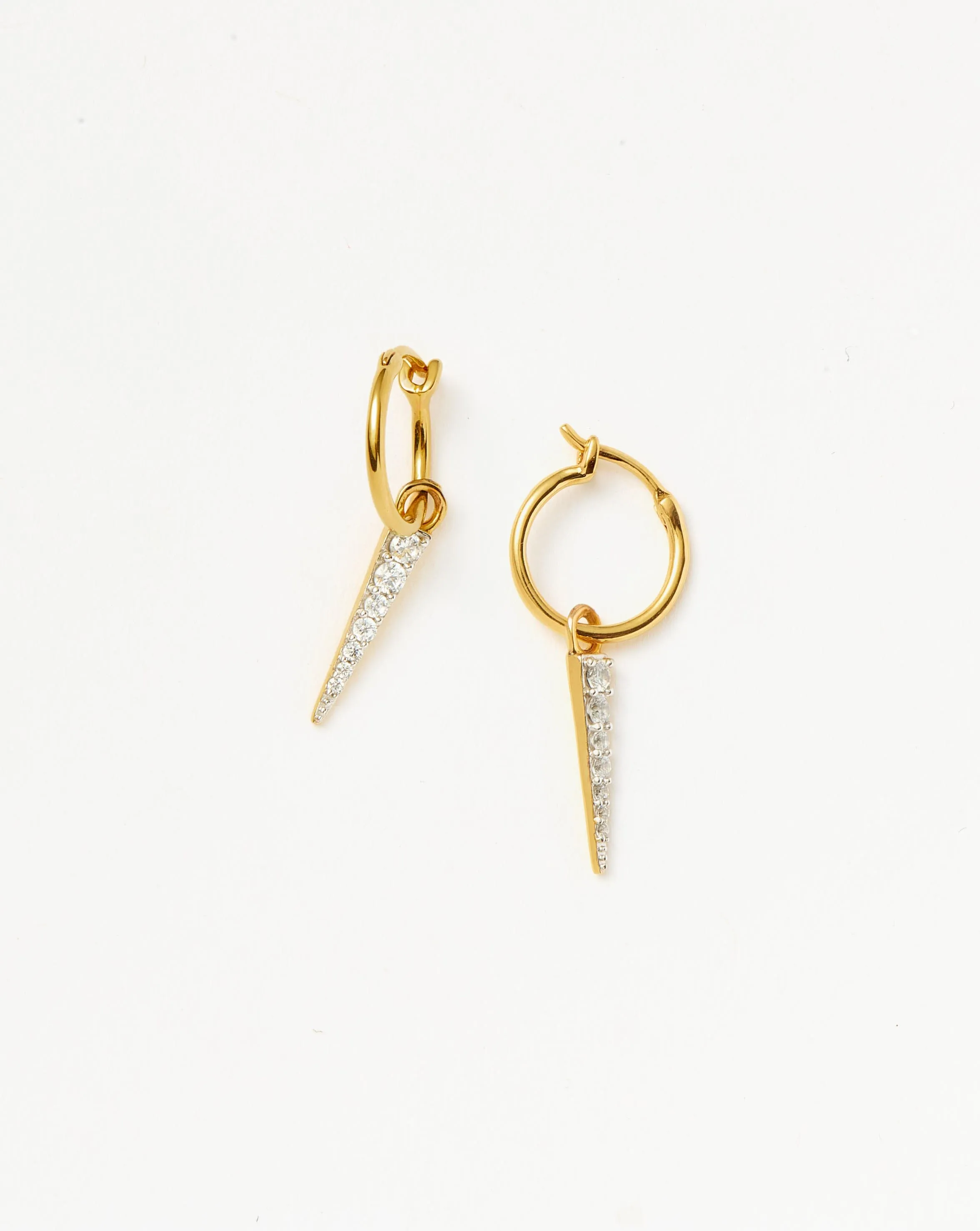 Mini Pave Spike Charm Hoop Earrings | 18ct Gold Plated Vermeil/Cubic Zirconia