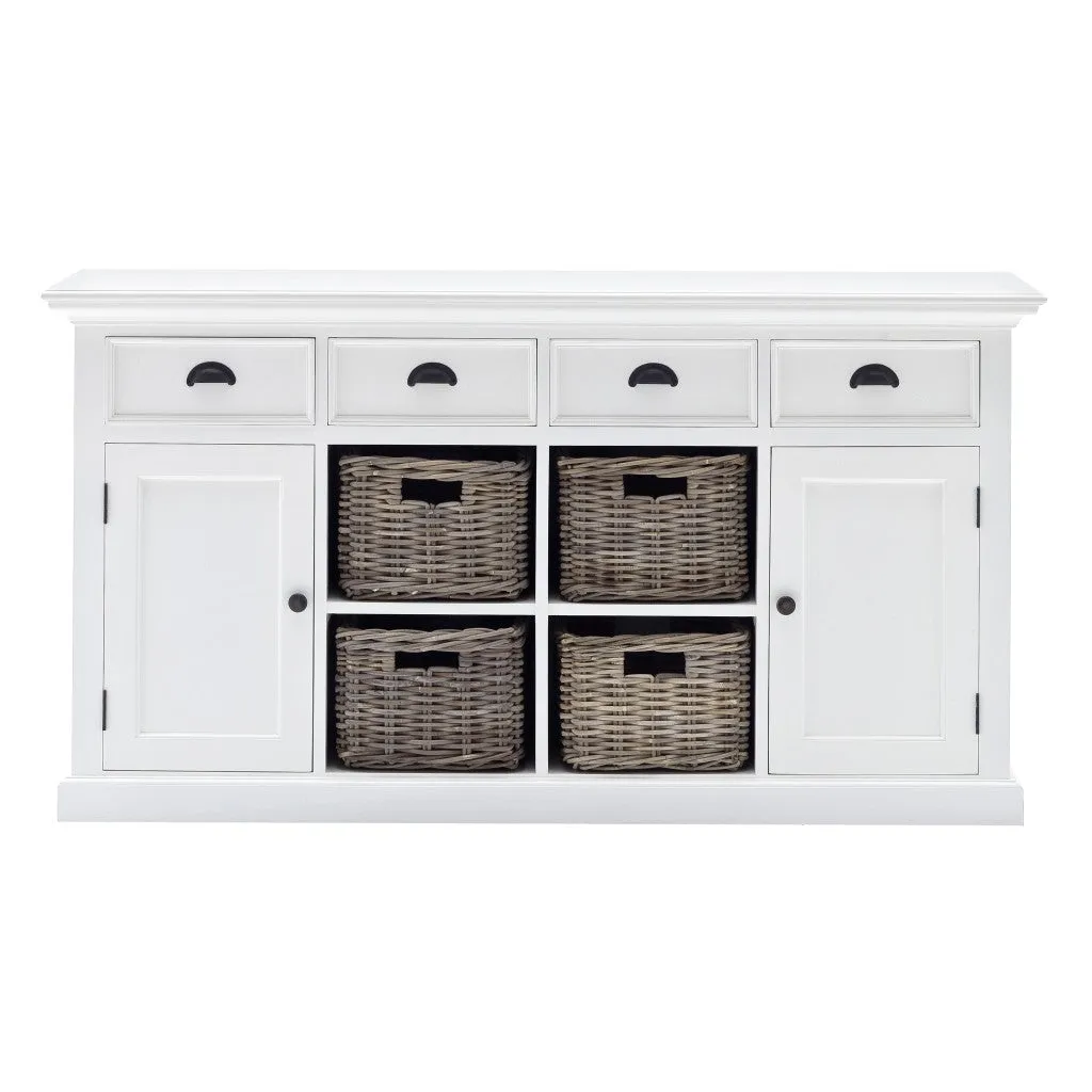 Modern Farmhouse White Buffet With Baskets