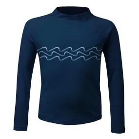 Navy Wave Set Long Sleeve Zip Rashie