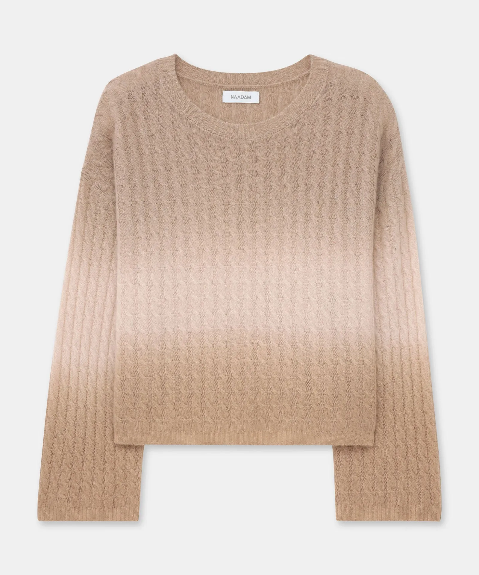 Novelty Cashmere Dip Dye Cable Crew