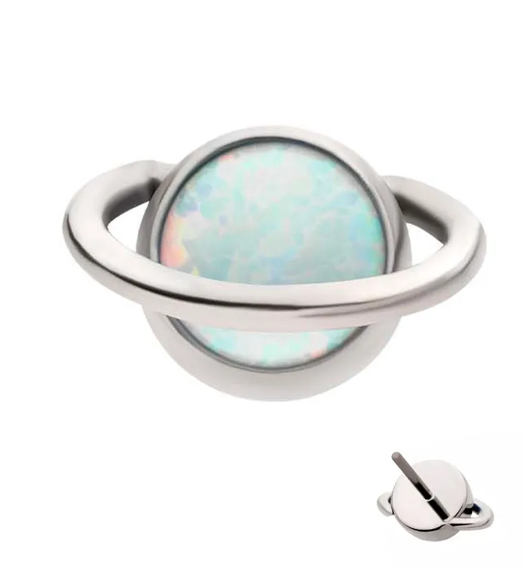 Orbit White Opalite Titanium Threadless Top