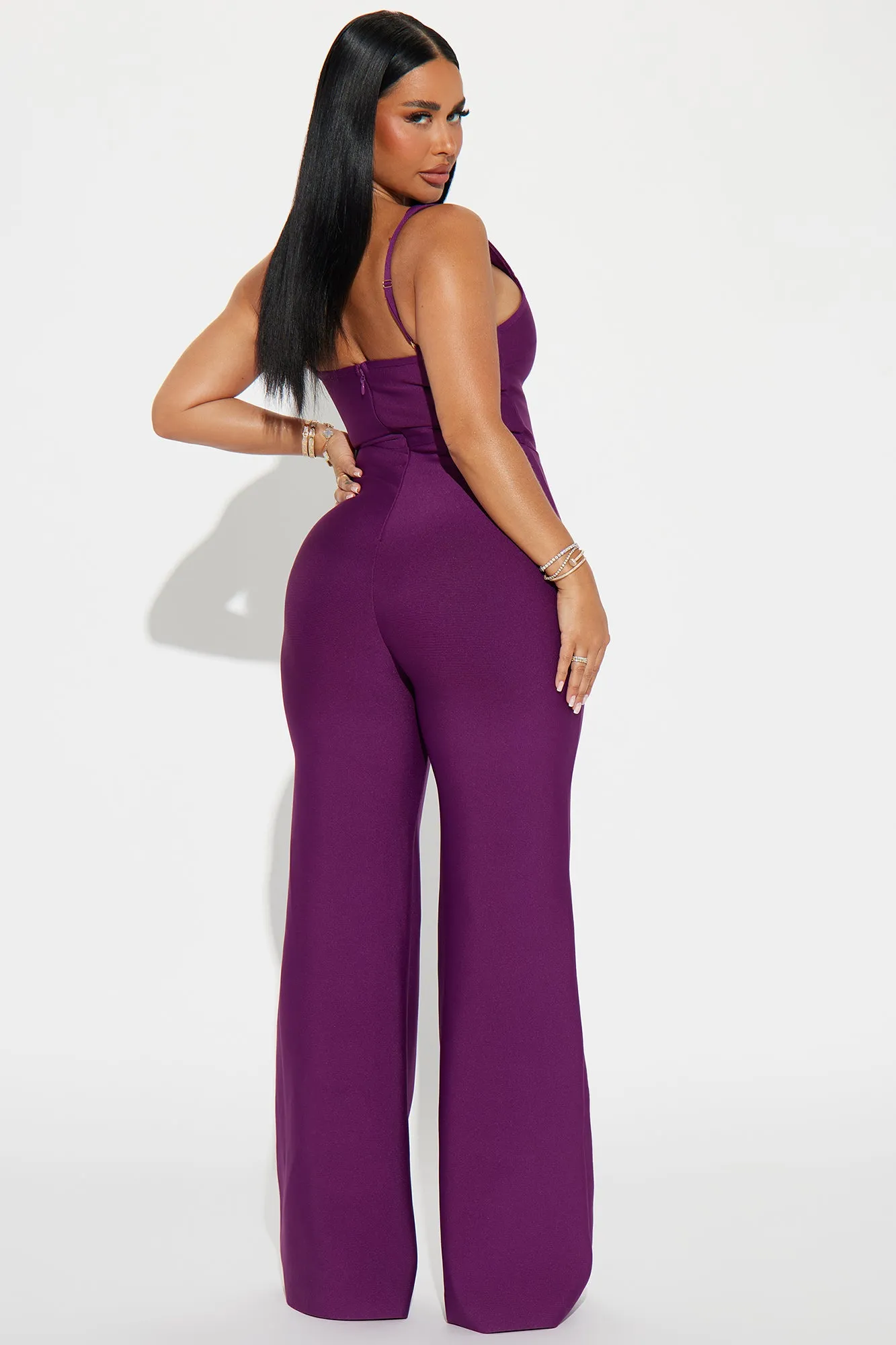 Over The Top Bandage Jumpsuit - Plum