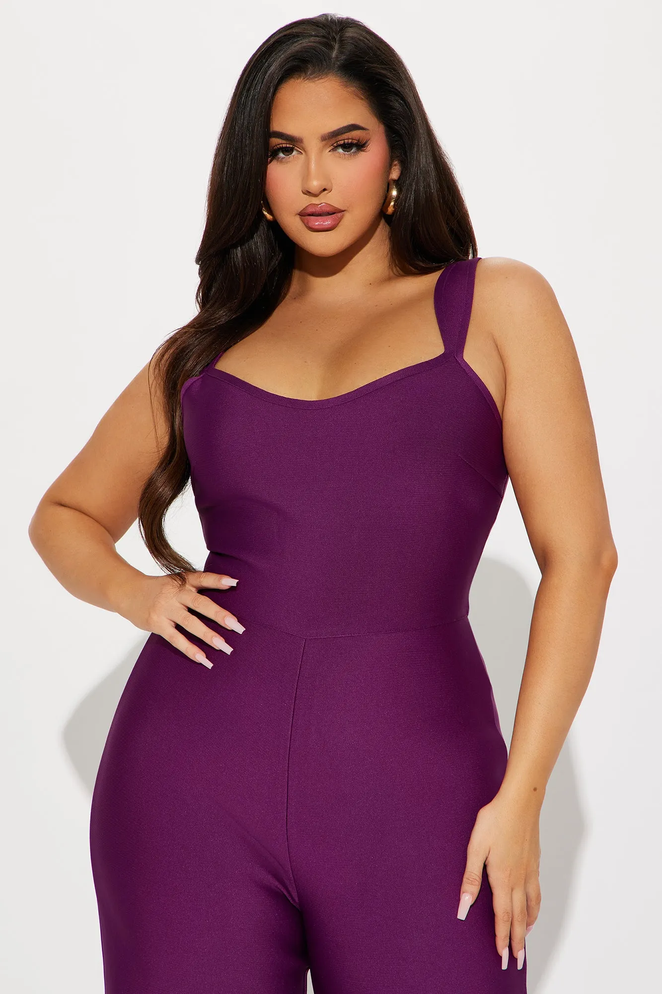 Over The Top Bandage Jumpsuit - Plum