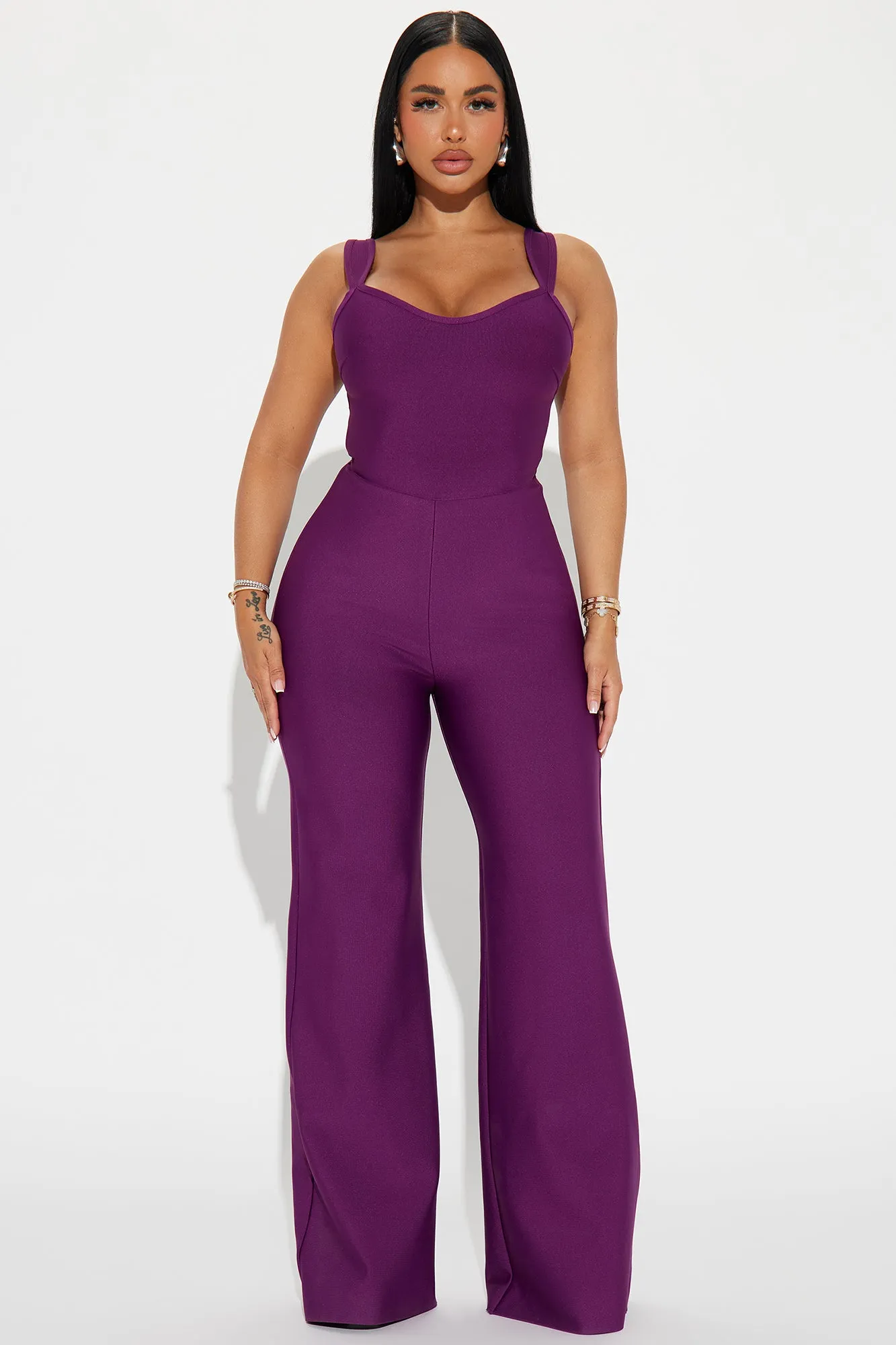 Over The Top Bandage Jumpsuit - Plum