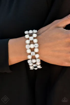 Paparazzi Accessories  - Diamonds and Debutantes Fashion Fix White Bracelet October 2019