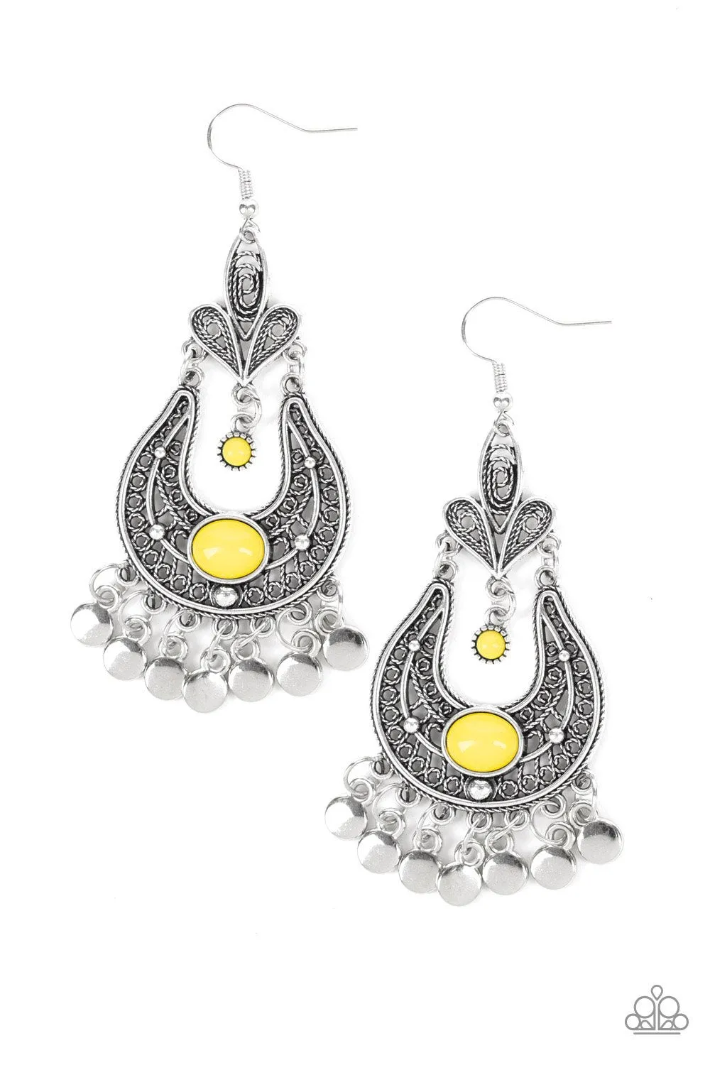 Paparazzi Accessories  - Fiesta Flair #E567 Peg - Yellow Earring